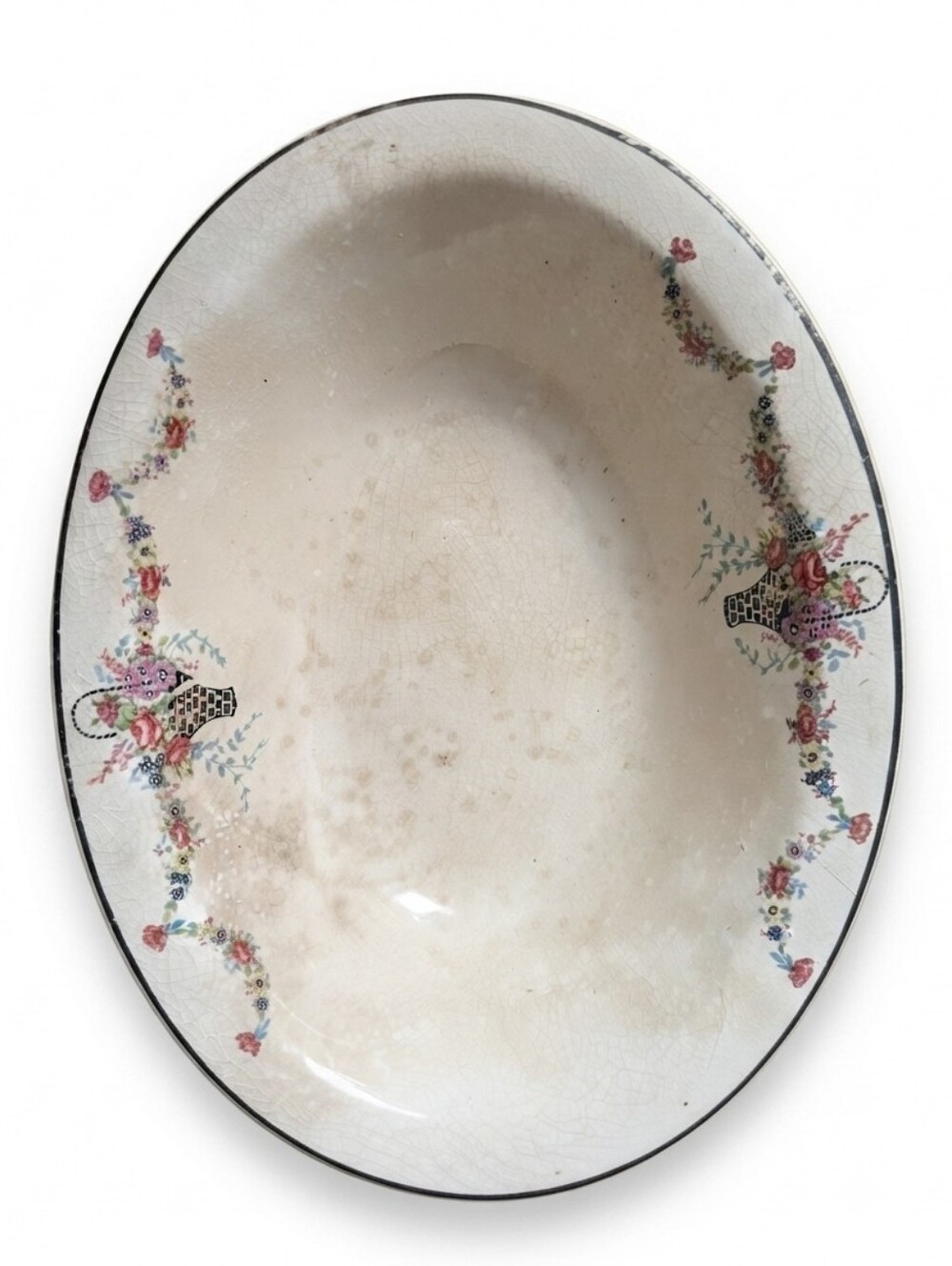 c.1919-1946 Illinois China Co. Floral Basket Platter - Shabby Chic
